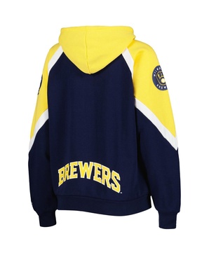 Women's Navy, Gold Milwaukee Brewers Hail Mary Full-Zip Hoodie