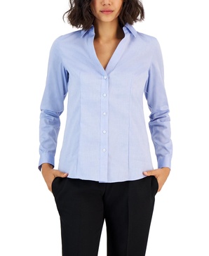 Women's Easy Care Button Up Long Sleeve Blouse 