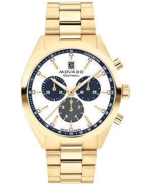 Men's Datron Swiss Quartz Chrono Ionic Plated Gold Steel Watch 40mm