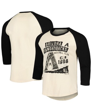 Men's Cream/Black Arizona Diamondbacks Raglan 3/4-Sleeve T-Shirt