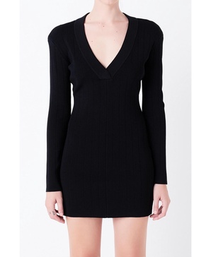 Women's Power Shoulder Mini Knit Dress