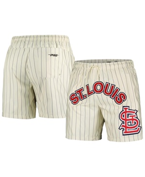 Men's Cream St. Louis Cardinals Pinstripe Retro Classic Woven Shorts