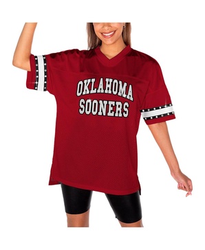 Women's Crimson Oklahoma Sooners Until Kickoff Rhinestone Fashion T-Shirt