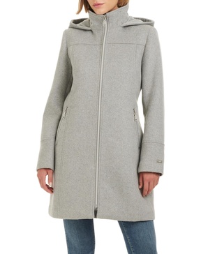 Women's Single-Breasted Fitted Drap Wool Blend Coat