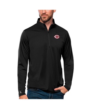 Men's Black Cincinnati Reds Tribute Quarter-Zip Pullover Top