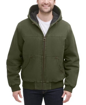 Men's Hooded Zip-Front Fleece-Lined Bomber Jacket