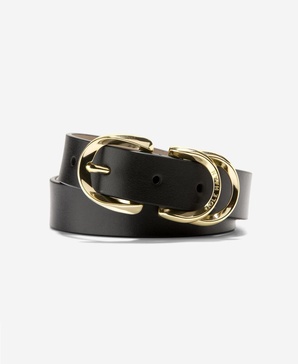 Women's Genuine Leather Sculptured Harness Buckle Belt