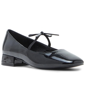 Egret Block-Heel Mary-Jane Bow Ballet Flats