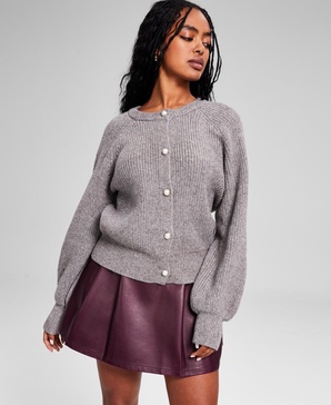 Women's Faux Pearl-Button Cardigan Sweater, Created for Macy's