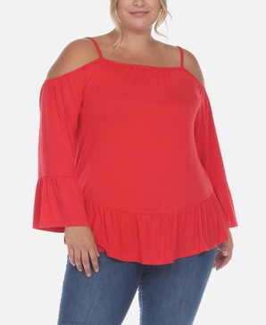 Plus Size Cold Shoulder Ruffle Sleeve Top