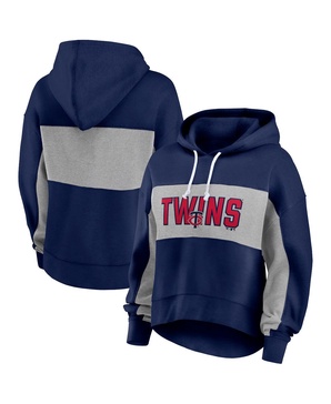 Women's Navy Minnesota Twins Filled Stat Sheet Pullover Hoodie