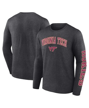 Men's Heather Charcoal Virginia Tech Hokies Distressed Arch Over Logo Long Sleeve T-shirt