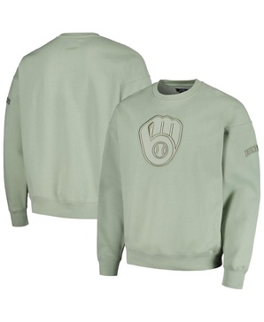 Men's Green Milwaukee Brewers Neutral Drop Shoulder Pullover Sweatshirt