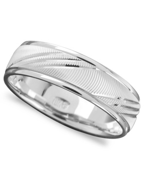 Men's 14k White Gold Ring, Flash Band (Size 6-13)