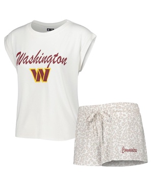 Women's White, Cream Washington Commanders Montana Knit T-shirt and Shorts Sleep Set