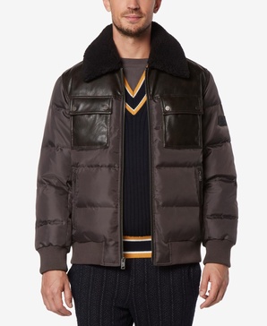 Men's Beaumont Aviator Puffer with Faux Leather Trim