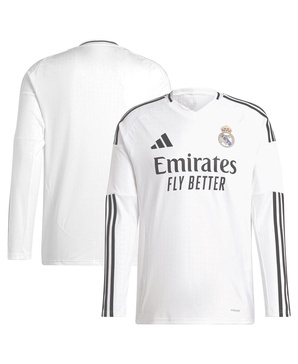 Men's White Real Madrid 2024/25 Home Replica Long Sleeve Jersey