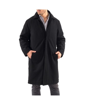 Men's Zach Knee Length Jacket Top Coat Trench Wool Blend Overcoat