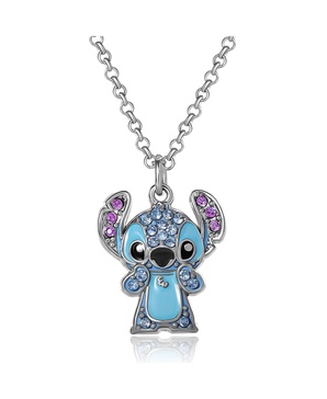 Lilo & Stitch Pave Crystal Pendant Necklace - Cute Character Jewelry