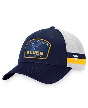 Men's Navy, White St. Louis Blues Fundamental Striped Trucker Adjustable Hat