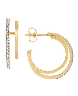 Crystal Double Row C-Hoop Post Earrings