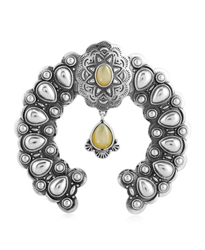 Sterling Silver and Yellow Mother of Pearl Gemstone Concha Naja Pendant Enhancer