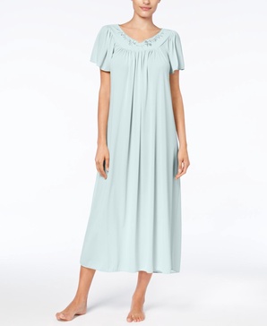 Embroidered Tricot Long Nightgown