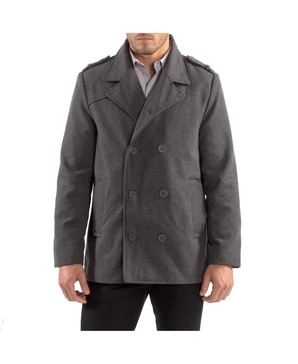 Jake Mens Pea Coat Wool Blend Double Breasted Dress Jacket Peacoat