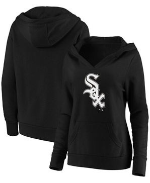 Plus Size Black Chicago White Sox Official Logo Crossover V-Neck Pullover Hoodie