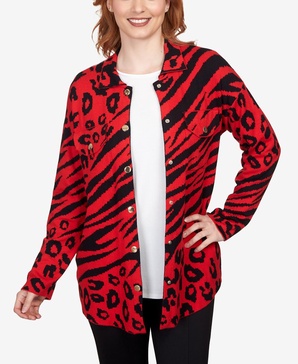 Petite Bold Animal Print Shacket Jacket