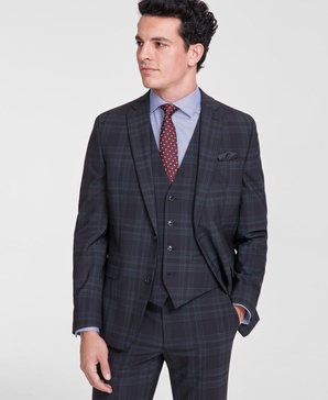 Men's Slim-Fit Wool Blend Plaid Suit Jacket, Created for Macy's