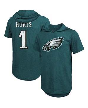 Men's Threads Jalen Hurts Midnight Green Philadelphia Eagles Name and Number Tri-Blend Hoodie T-shirt