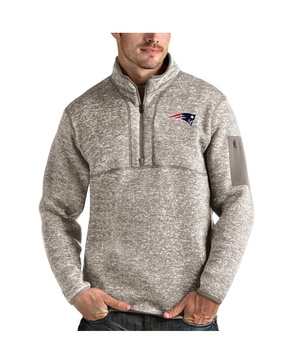 Men's Oatmeal New England Patriots Fortune Quarter-Zip Pullover Jacket