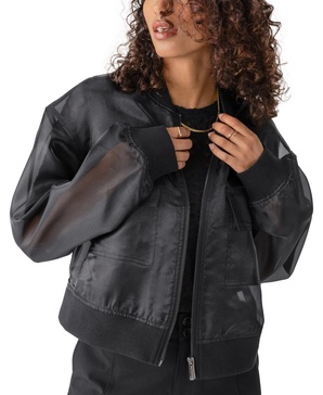 Women's Skyline Organza Faux-Leather Bomber Jacket