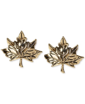 Gold-Tone Maple Leaf Stud Earrings