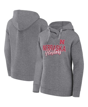 Women's Heather Gray Nebraska Huskers Script Favorite Pullover Hoodie