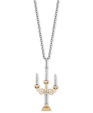 Diamond Lumiere Candlestick Pendant Necklace (1/10 ct. t.w.)  in Sterling Silver & 10k Gold, 16" + 2" extender