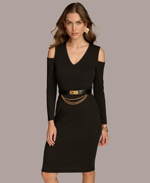 Women's Chain-Belt Cold-Shoulder Dress