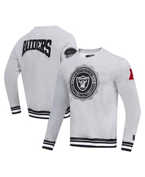 Men's Heather Gray Las Vegas Raiders Crest Emblem Pullover Sweatshirt