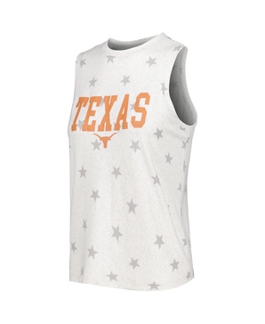 Women's Cream Texas Longhorns Agenda Stars Tank Top and Shorts Sleep Set