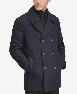 Men's Peacoat with Inset Bib