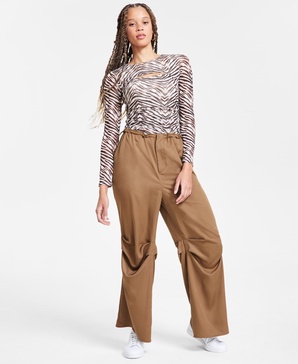 Women's High-Rise Wide-Leg Seamed Pants, Exclusively at Macy's