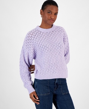 Women's Pointelle Knit Crewneck Sweater, Created for Macy's