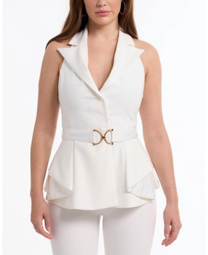 Women's Tailored Peplum Halter Vest