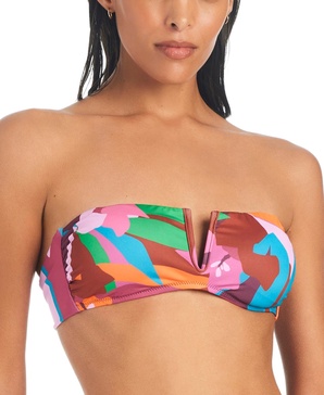 Women's Tropic Mood Printed V-Wire Bandeau Bikini Top