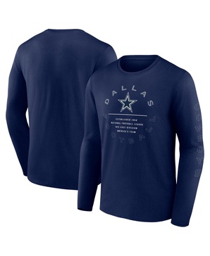 Men's Navy Dallas Cowboys Stat Sheet Long Sleeve T-Shirt