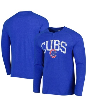 Men's Royal Chicago Cubs Inertia Raglan Long Sleeve Henley T-shirt