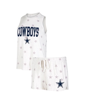 Women's Cream Dallas Cowboys Agenda Tank Top and Shorts Set