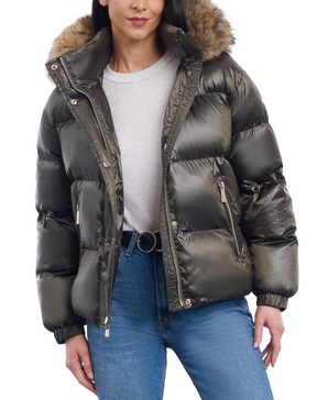 Women's Hooded Faux-Fur-Trim Puffer Coat, Created for Macy's