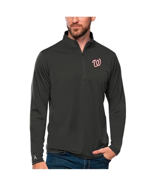 Men's Charcoal Washington Nationals Tribute Quarter-Zip Pullover Top